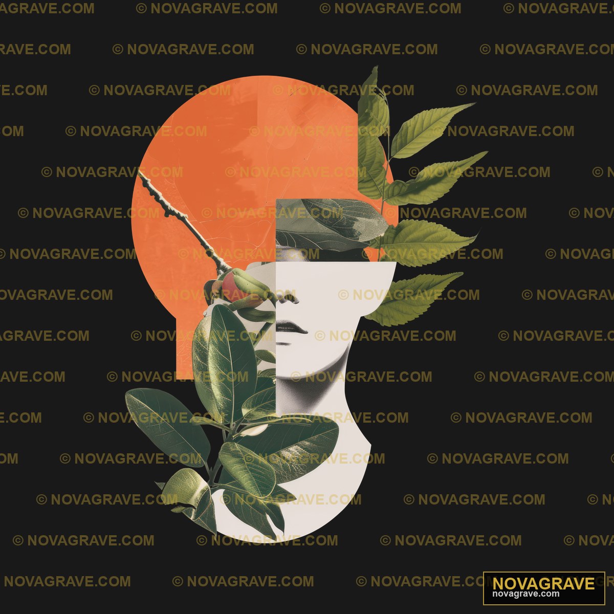 A Womans Face With Leaves In Her Hair Other Designs - Design DTF