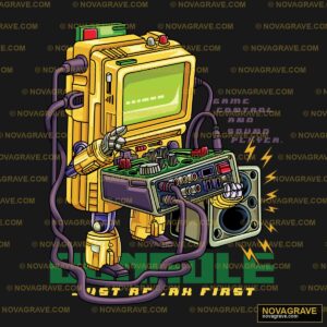 A Yellow Robot With A Gun And A Green And Yel Other Designs - Design DTF