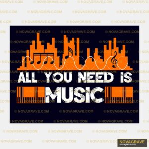 A Young Is Music Poster With Music Notes Music Culture - DTF Transfer Design
