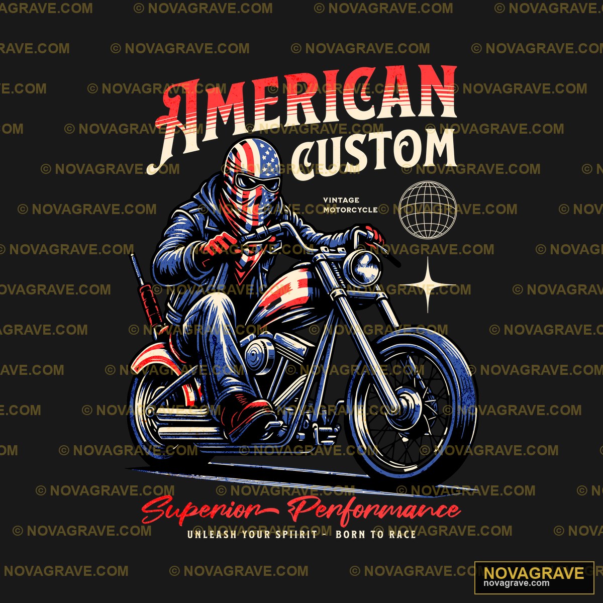 American Custom Motorcycle T Shirt Other Designs 2 - DTF Ontwerp