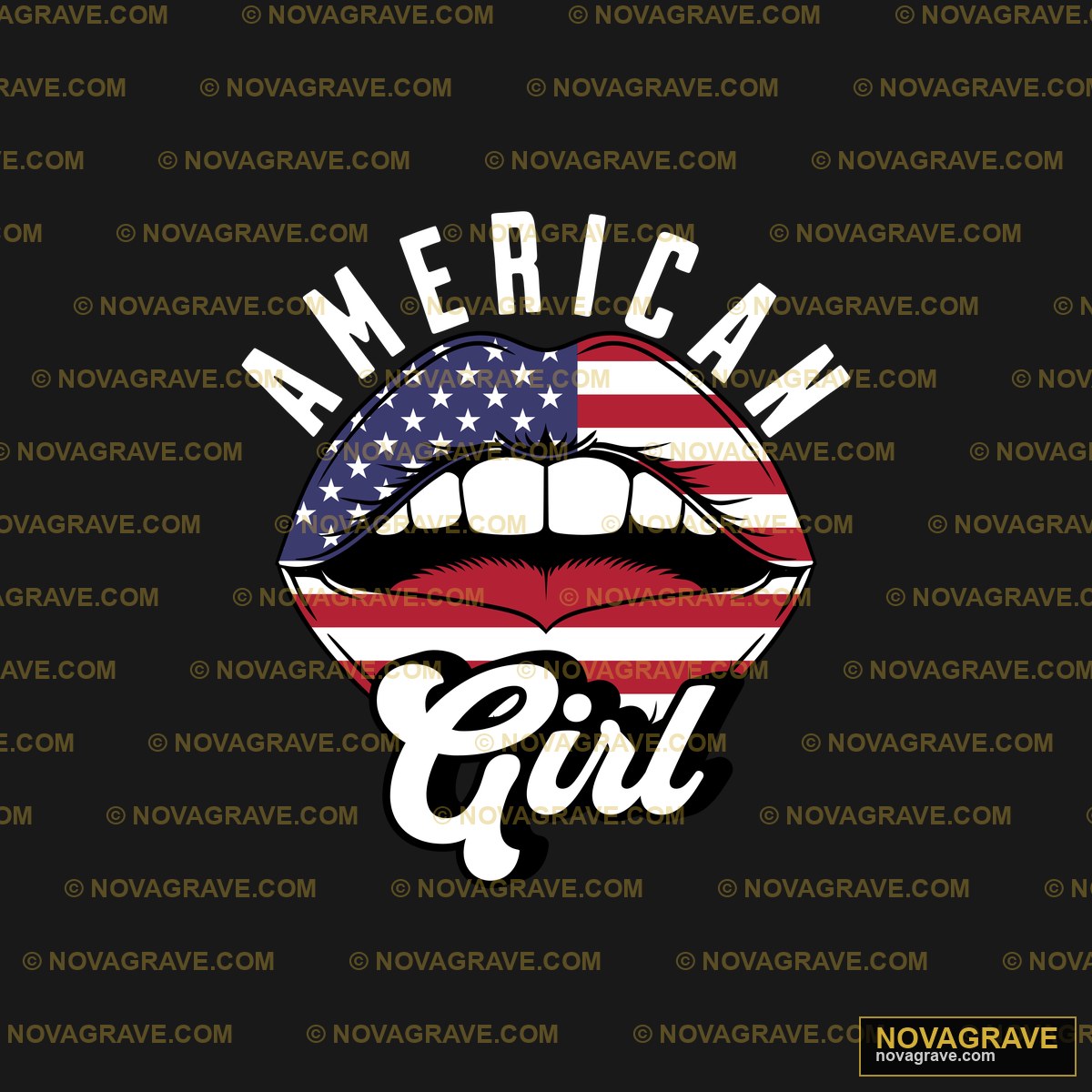 American Girl Lips With American Flag Patriotic Military - Design DTF