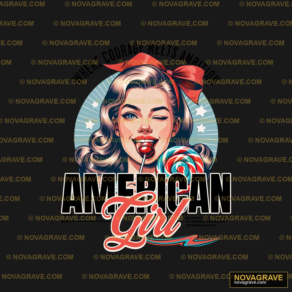 American Girl With A Red Bow And The Words Am Typography Slogans - DTF Transfer Design
