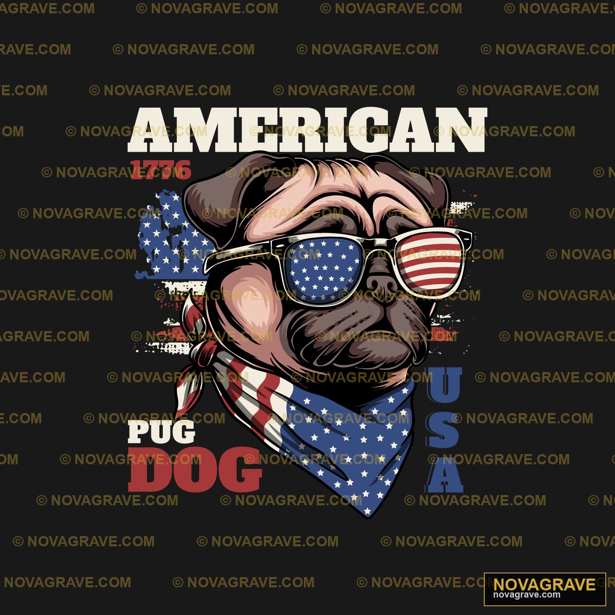 American Pug Usa By Theart Animals Wildlife - Design DTF