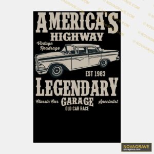 Americas Highway Legendary Car T Shirt Other Designs - DTF Ontwerp