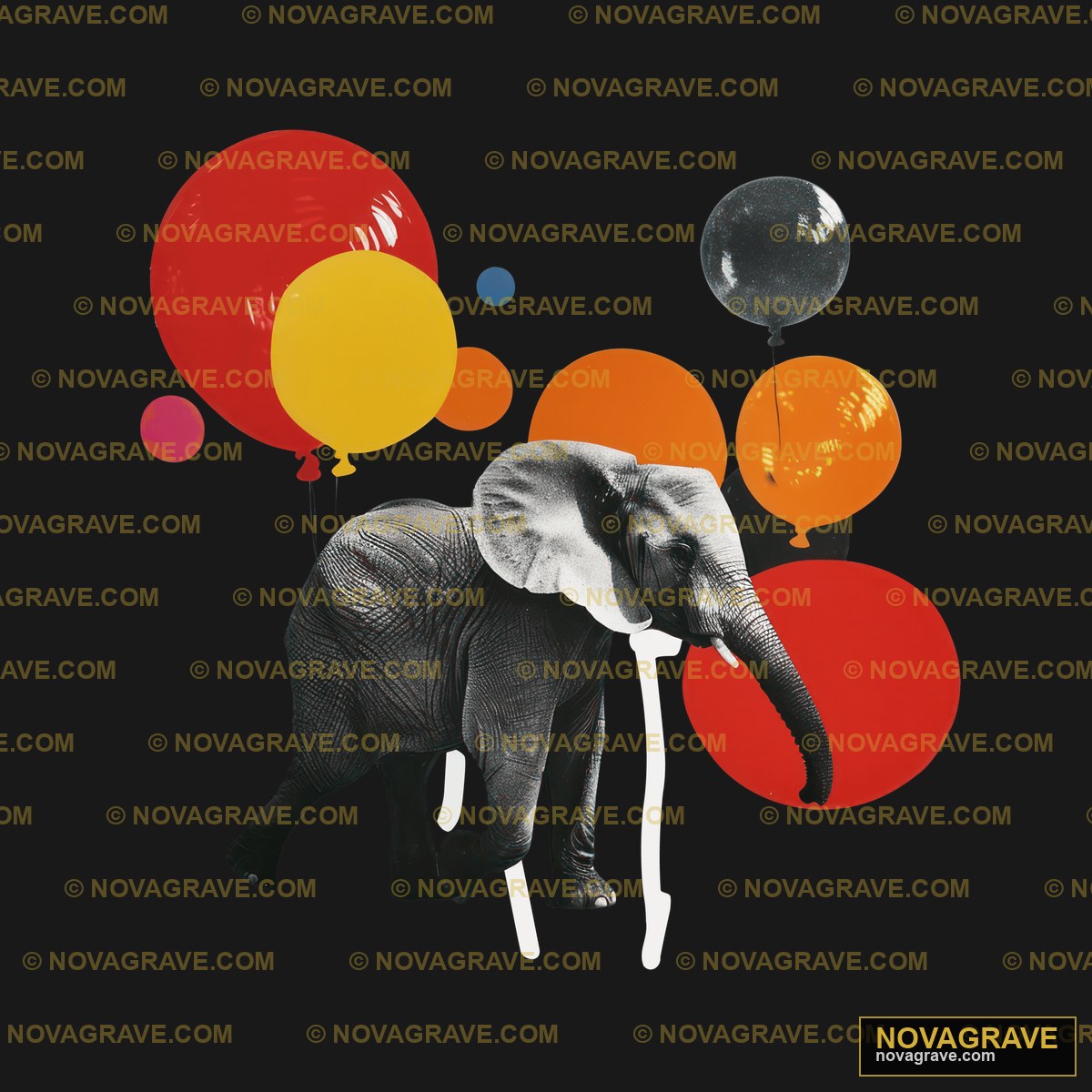 An Elephant With A Bunch Of Balloons In The B Animals Wildlife - Design DTF
