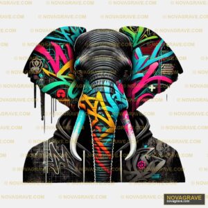 An Elephant With Colorful Paint On Its Face Animals Wildlife - Design DTF