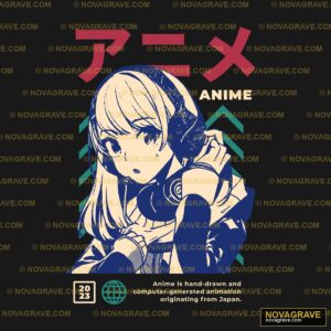 Anime Girl Wearing Headphones DTF Design PNG File