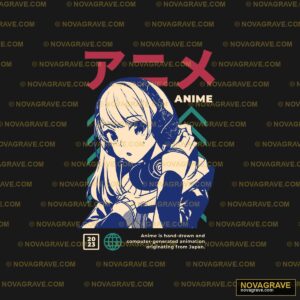 Anime Girl Headphones DTF Design PNG - Instant Download