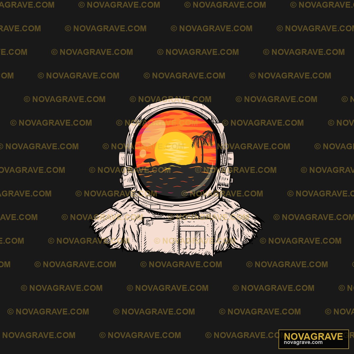 Astronaut With Palm Trees On The Background Nature Botanical - DTF Ontwerp