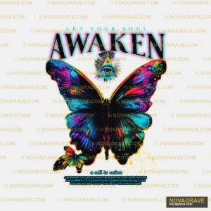 Awake A Butterfly With A Rainbow Hue Animals Wildlife - DTF Ontwerp