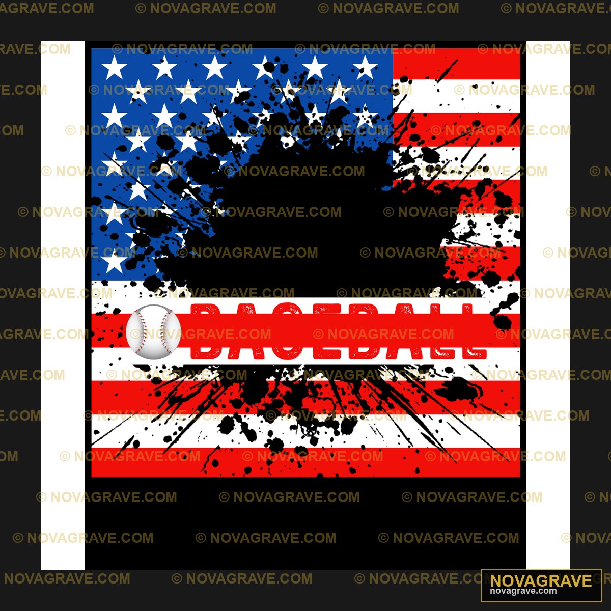 Baseball Ball On American Flag Patriotic Military - DTF Transfer Design