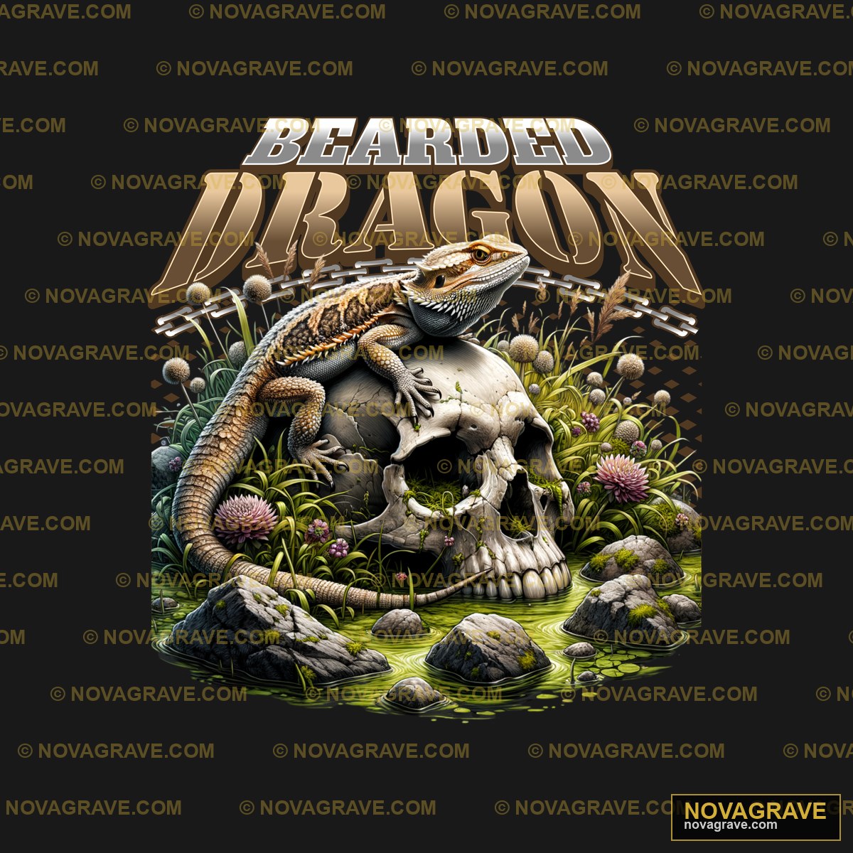 Bearded Dragon Skull T Shirt Animals Wildlife - DTF Ontwerp
