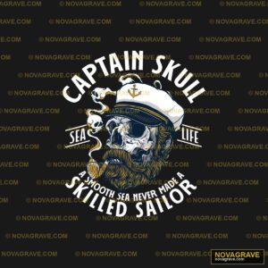 Captain Skull With Beard And Mustache Animals Wildlife - DTF Ontwerp