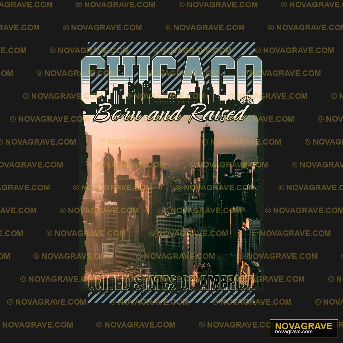 Chicago Skyline T Shirt Design Typography Slogans - Design DTF