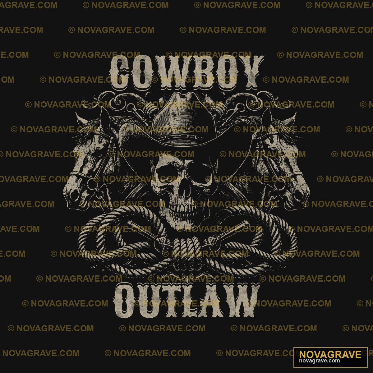 Cowboy Outlaw Skull With Rope And Horses Animals Wildlife - Design DTF