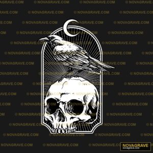 Crow Skull And Crow Skull With Sun Rays Animals Wildlife - Design DTF