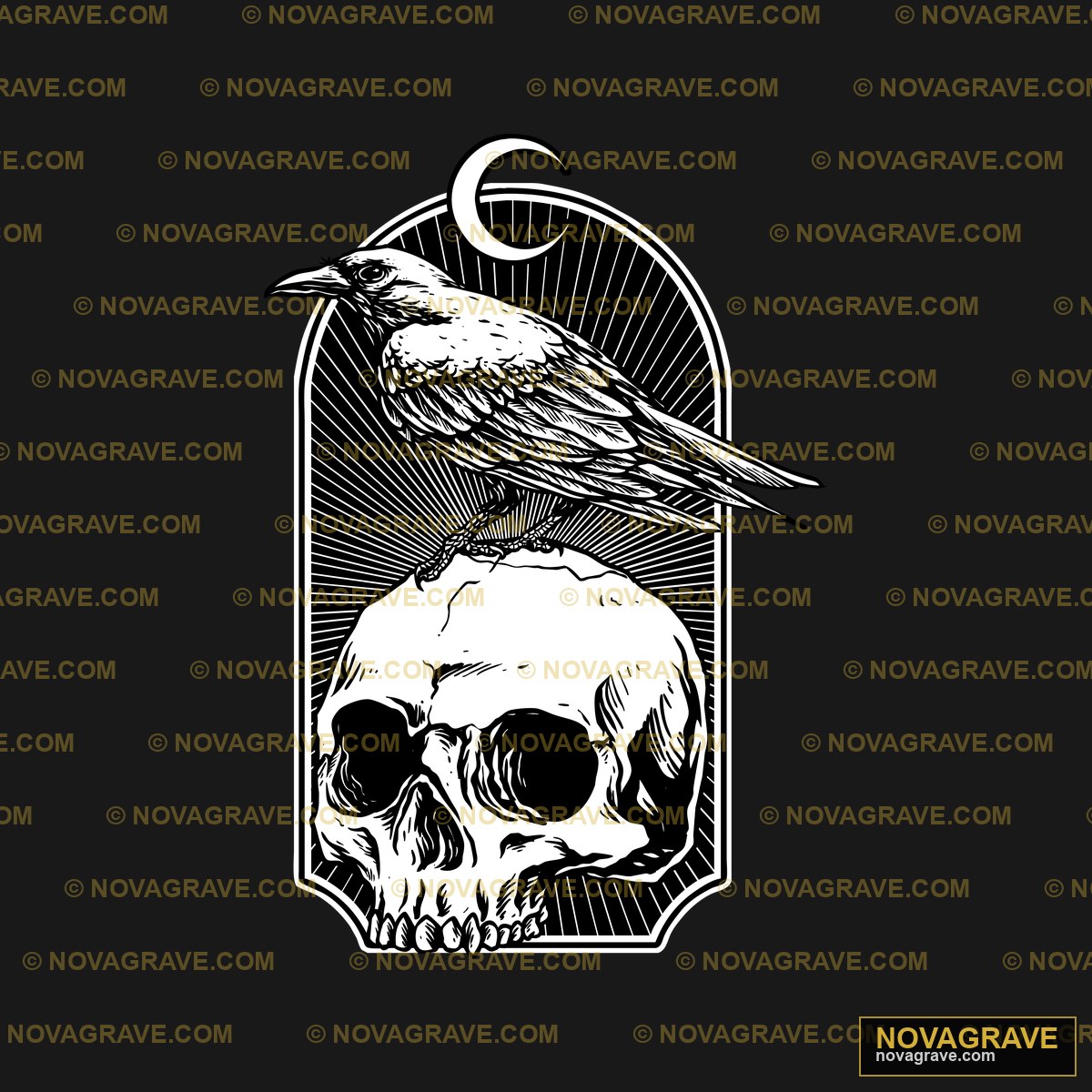 Crow Skull And Crow Skull With Sun Rays Animals Wildlife - Design DTF