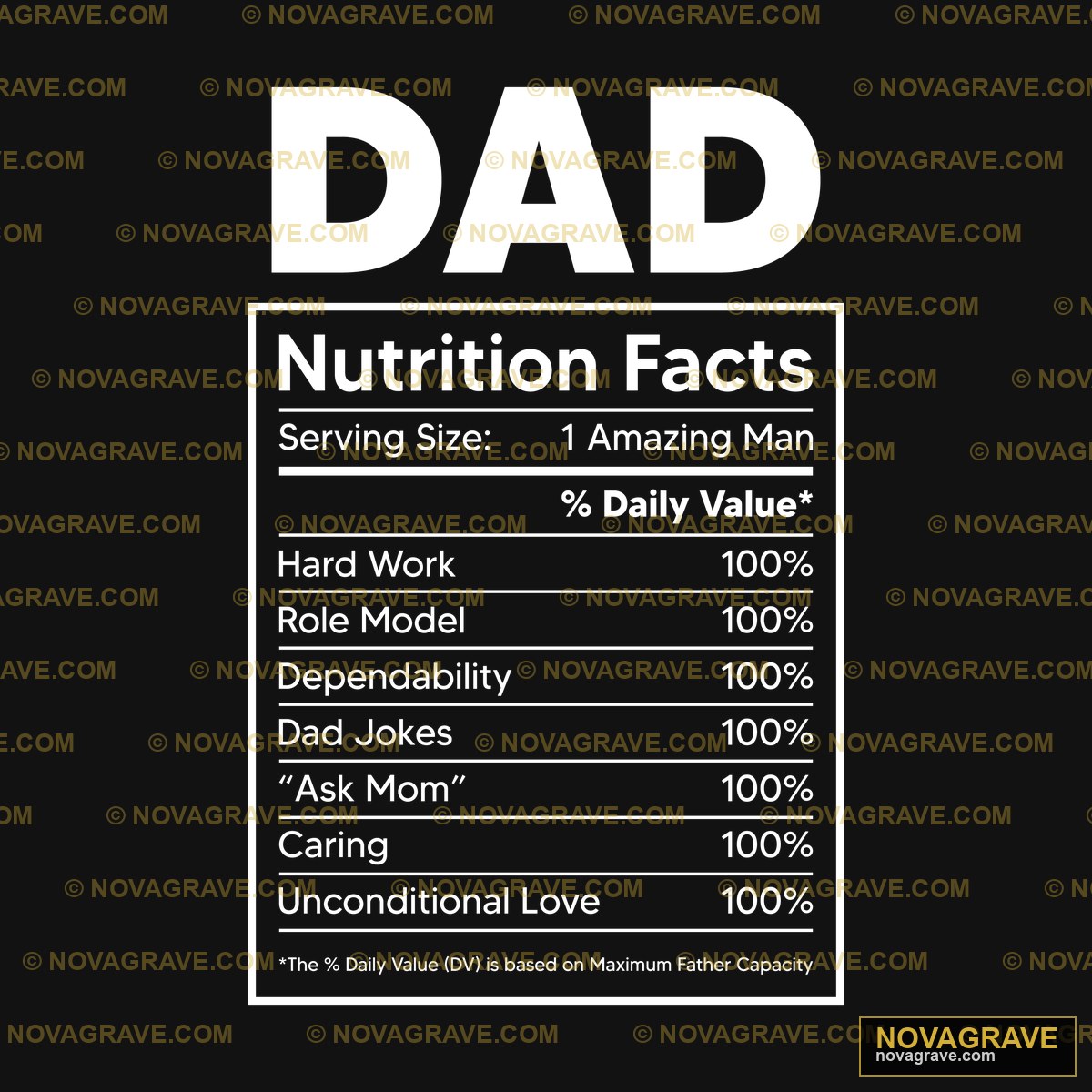 Dad Nutrition Facts Family Kids - DTF Transfer Design