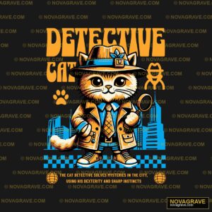 Detective Cat T Shirt Design Animals Wildlife - DTF Ontwerp
