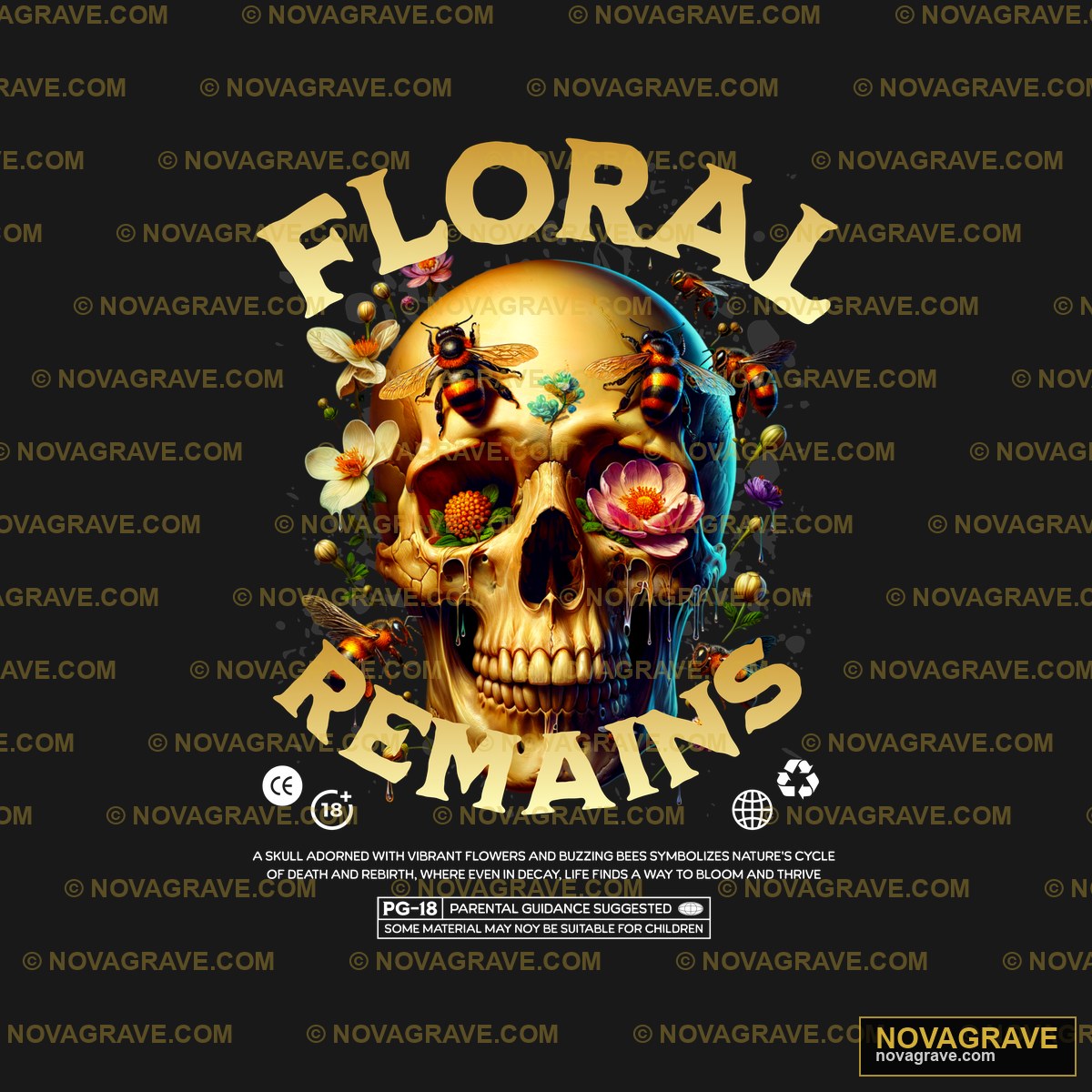 Floral Skull T Shirt Design Streetwear Urban - DTF Ontwerp