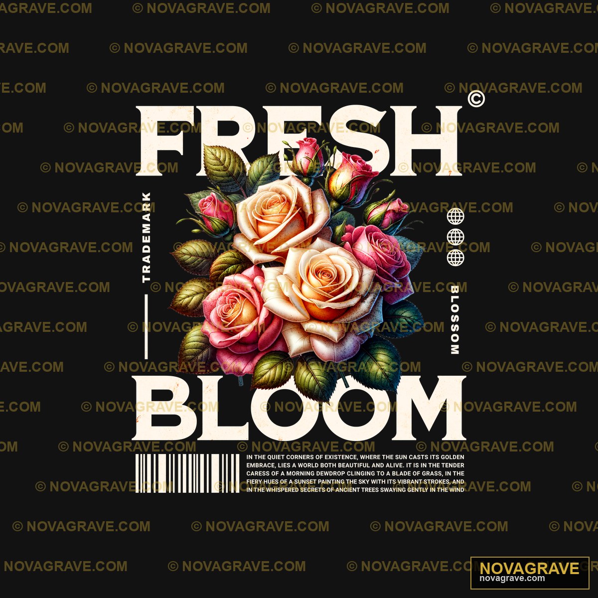 Fresh Bloom Roses DTF Design PNG - Vintage Floral Art