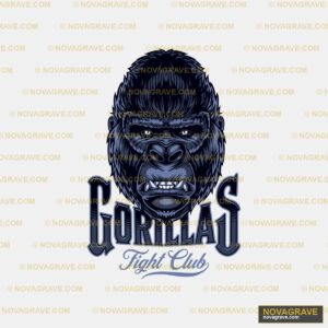Gorilla Face With The Word Gorillas Fat Club Animals Wildlife - Design DTF