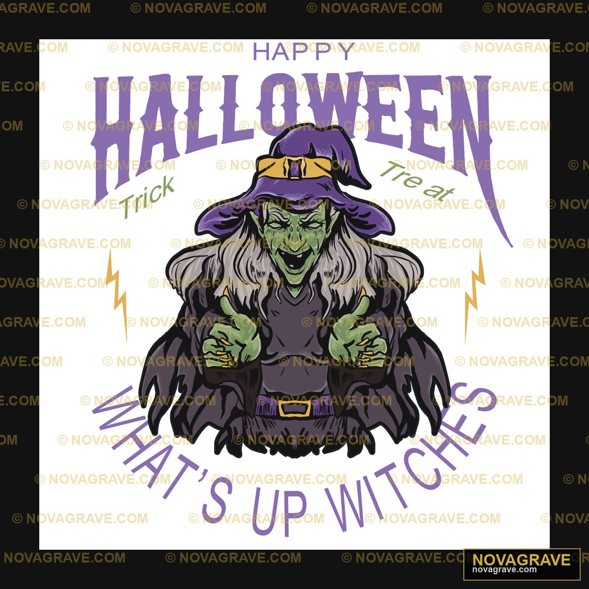 Happy Halloween Witch With A Broom And Hat Seasonal Holiday - DTF Ontwerp