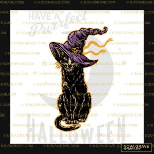 Witchy Black Cat Halloween DTF Design PNG