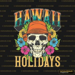 Hawaii Holidays Skull With Hawaiian Flowers Streetwear Urban - Design DTF