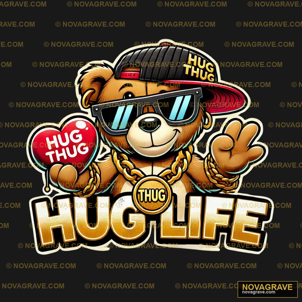 Cool Bear Hug Thug Life DTF Design SVG PNG DXF