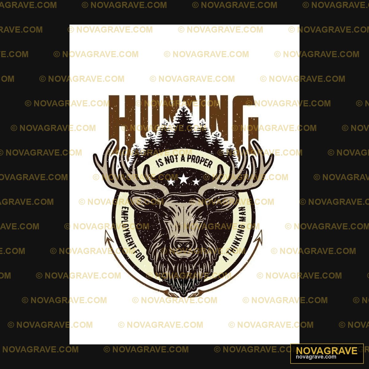 Hunting Logo With A Deer Head And A Forest Animals Wildlife DTF Design