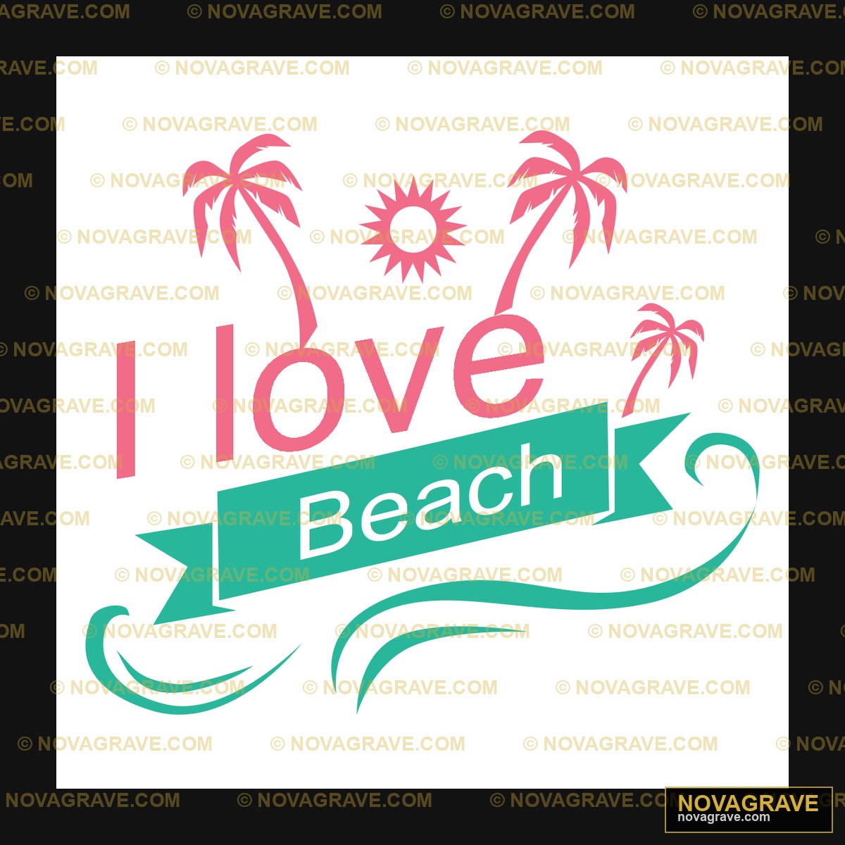 I Love Beach Nature Botanical - DTF Ontwerp