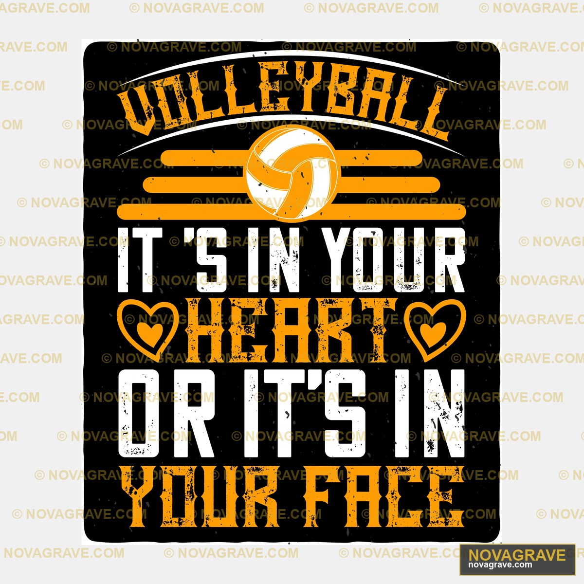 Volleyball Heart Face DTF Design SVG PNG DXF Instant Download