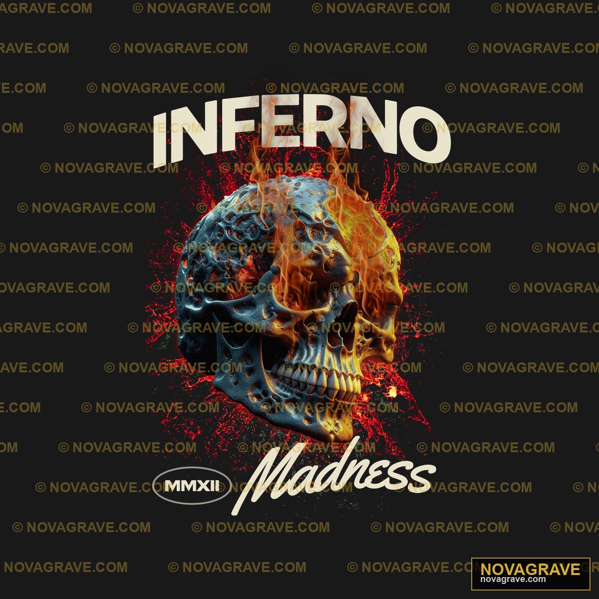 Inferno Madness Skull Flames DTF Design PNG SVG DXF