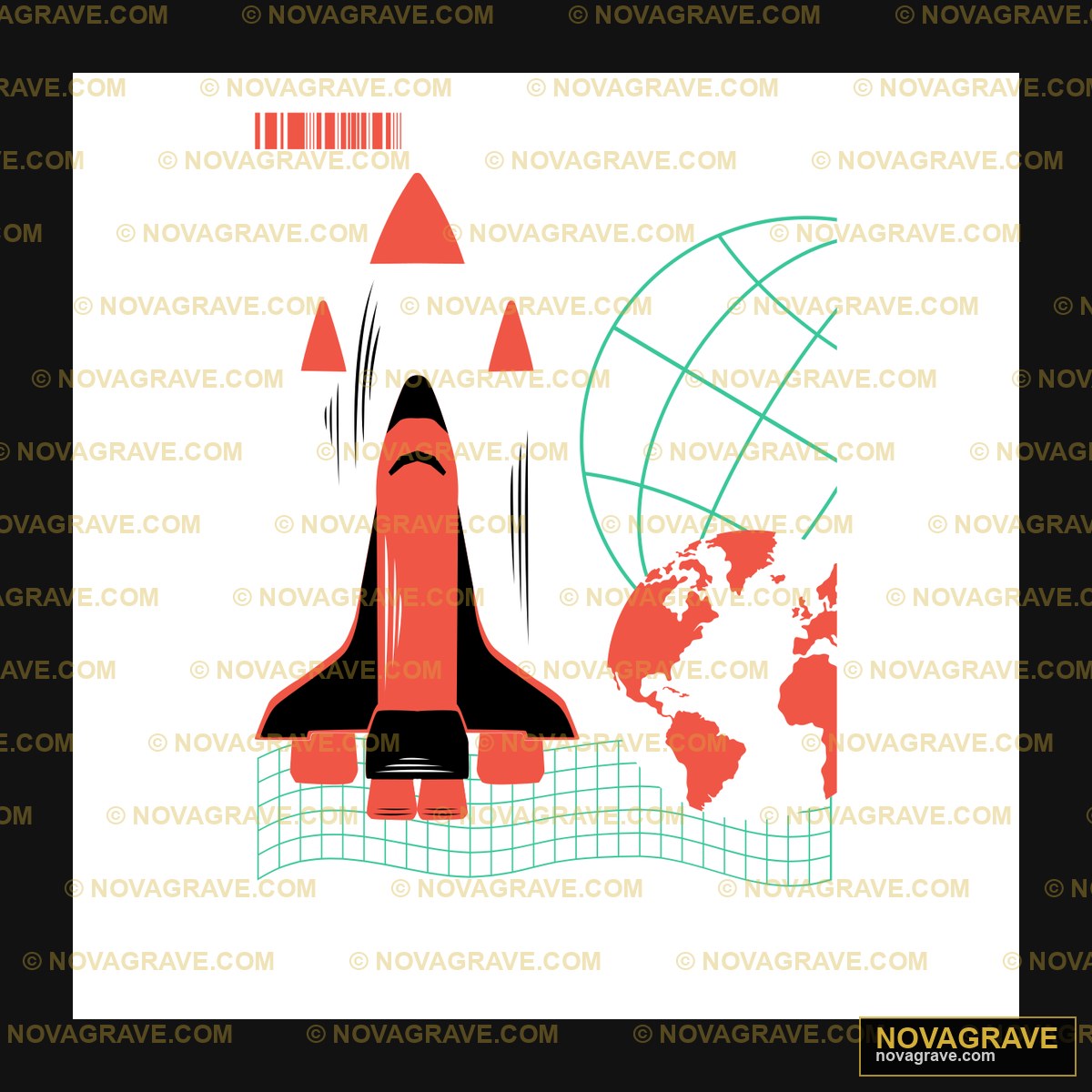 Space Shuttle Launch Earth Globe Grid DTF Design SVG PNG DXF