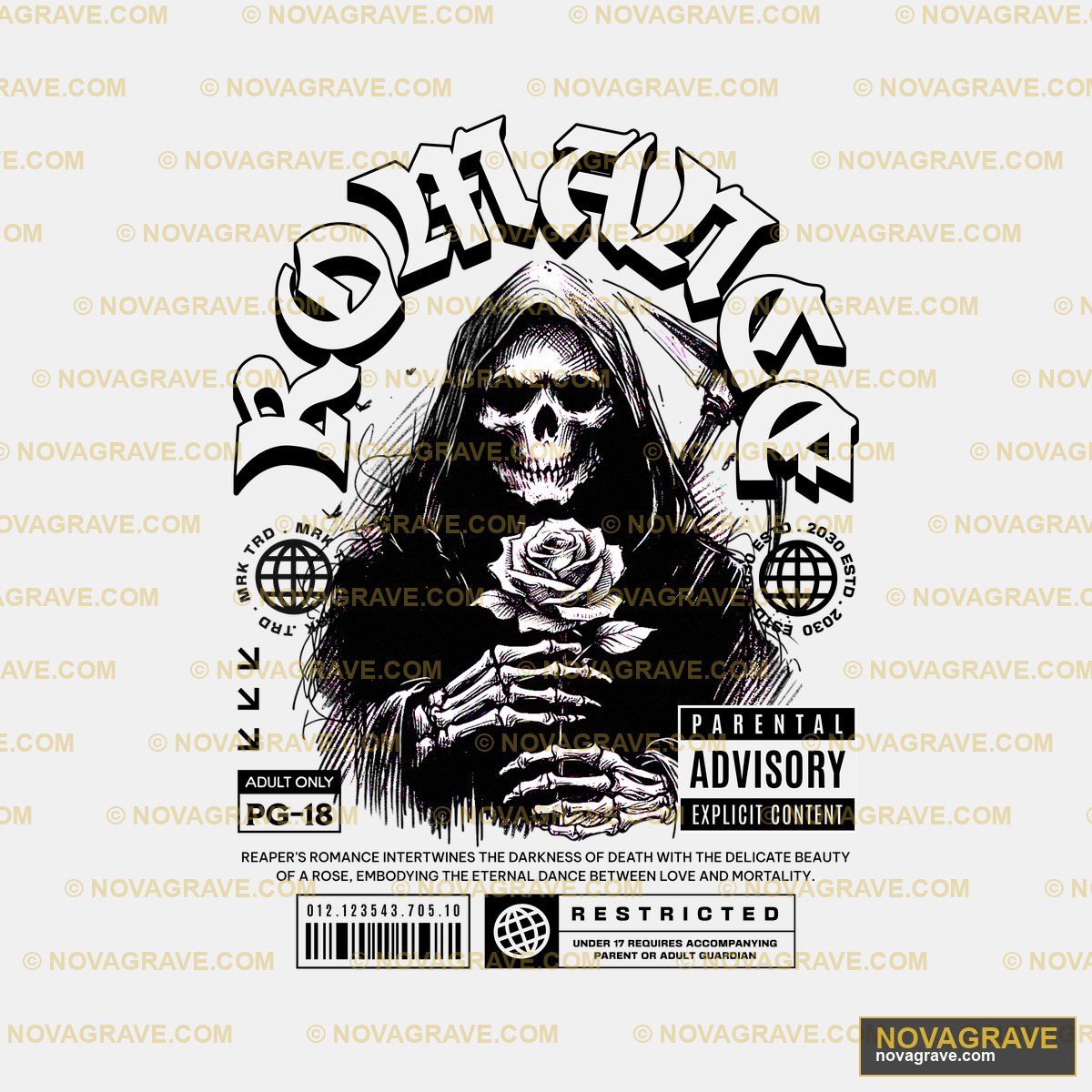 Grim Reaper Rose Gothic Art DTF Design PNG SVG DXF Instant Download