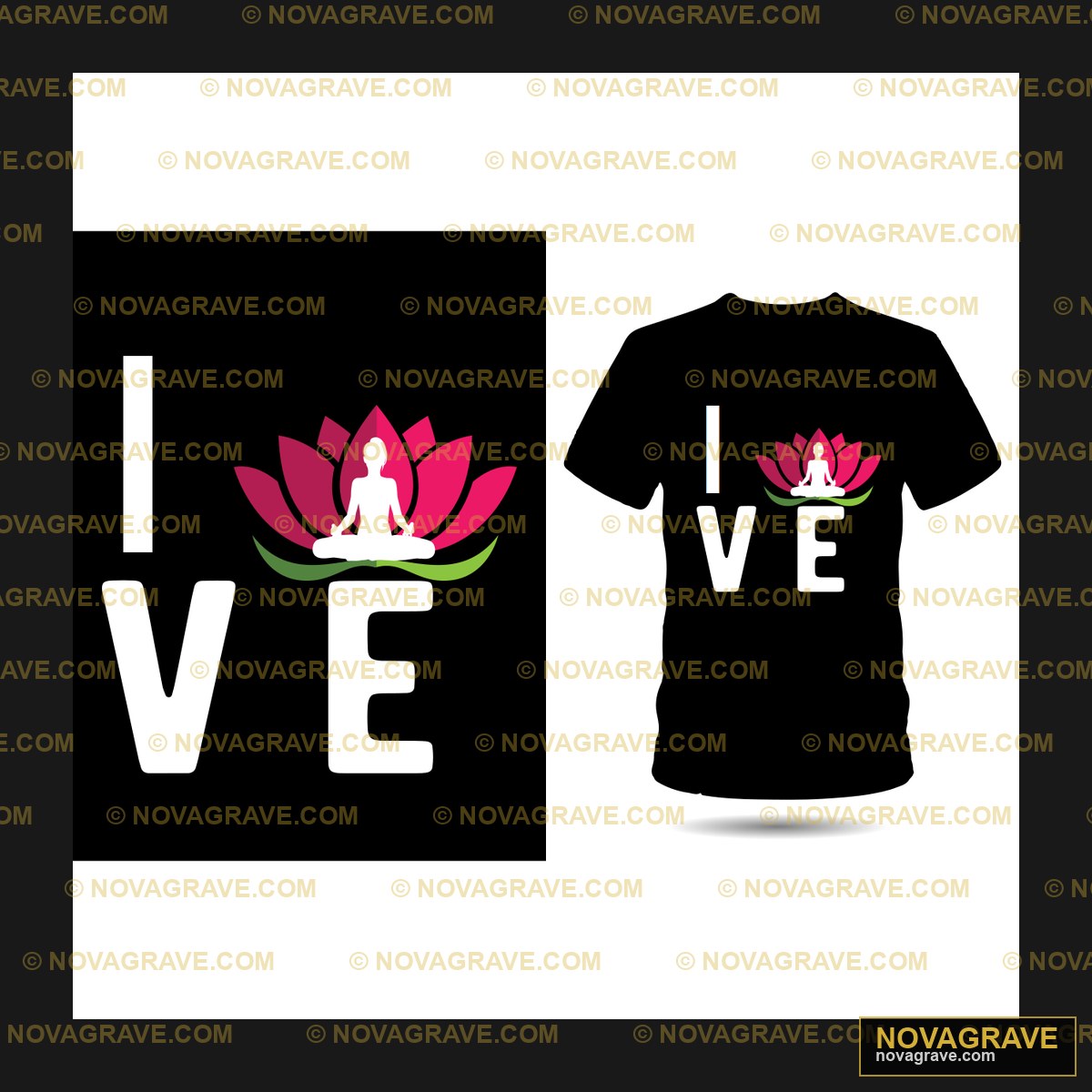 Love Yoga T Shirt Design Seasonal Holiday - DTF Transfer Design