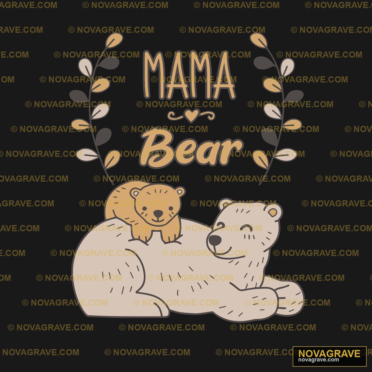 Mama Bear and Cub DTF Design SVG PNG DXF Instant Download