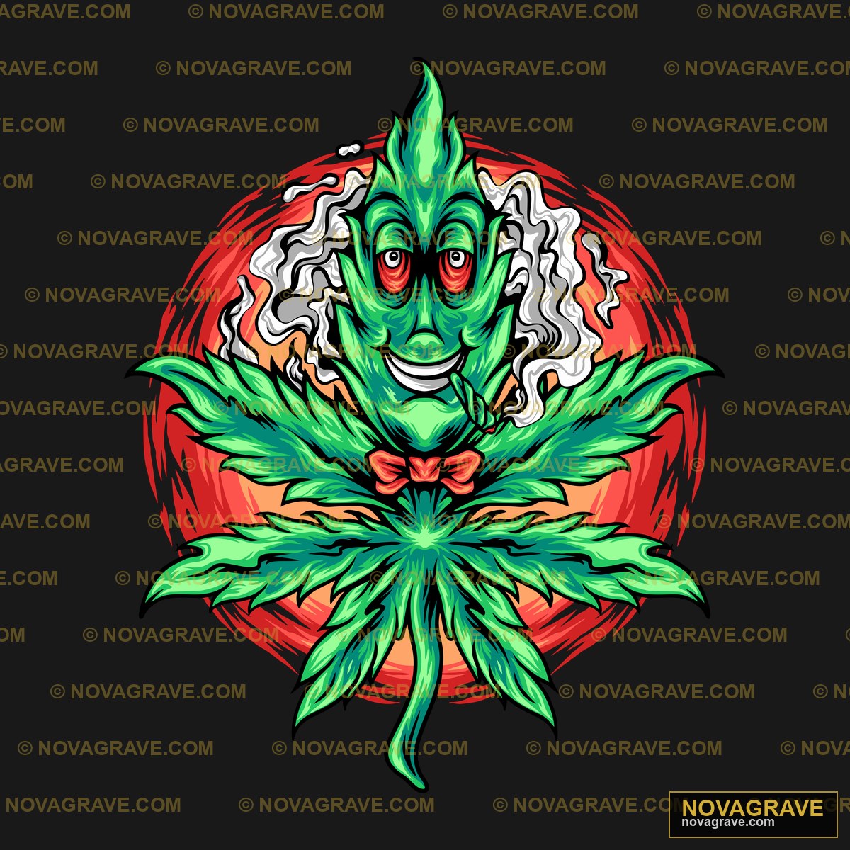 Marijuana Cartoon Vector Nature Botanical - Design DTF