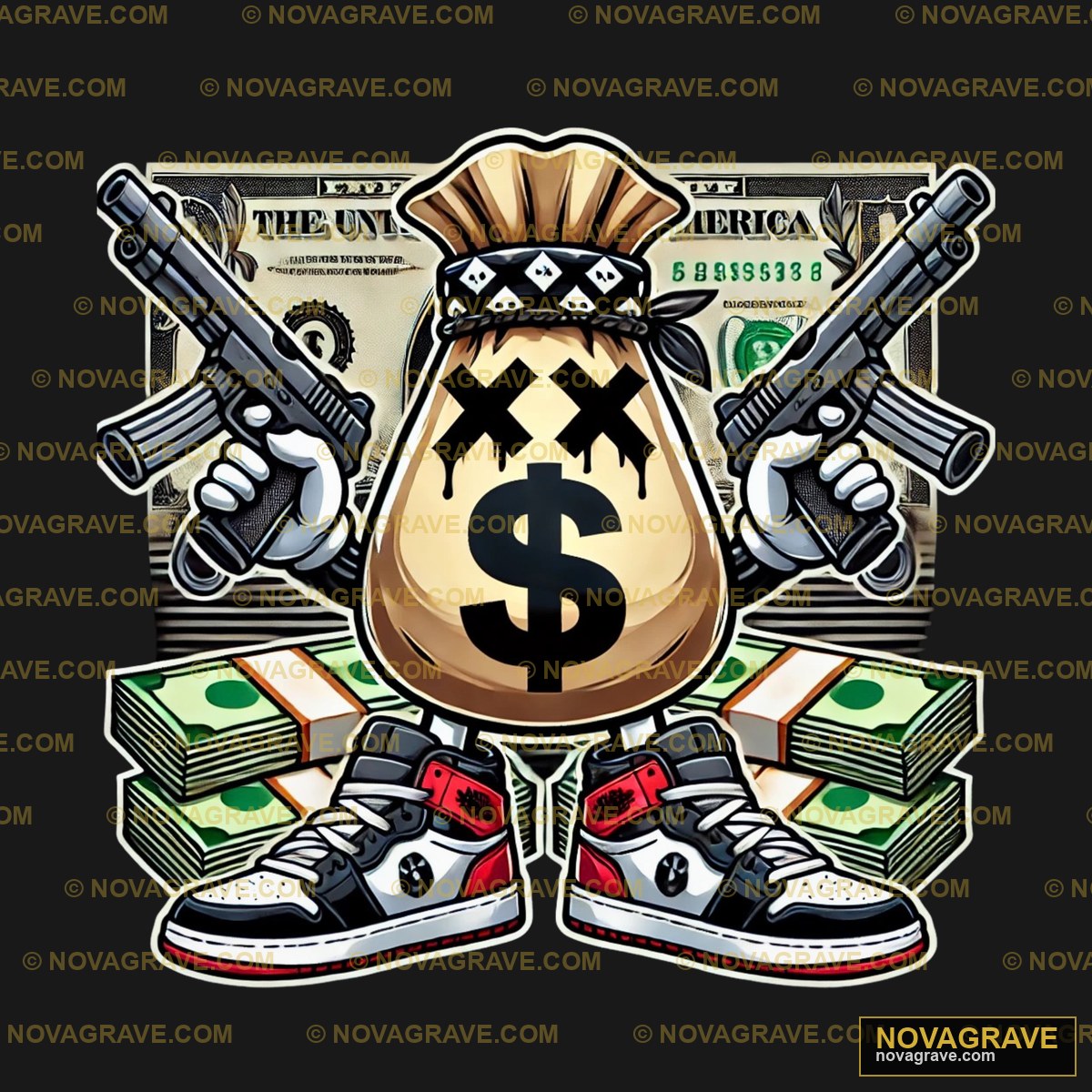 Money Bag Guns & Sneakers DTF Design PNG SVG DXF