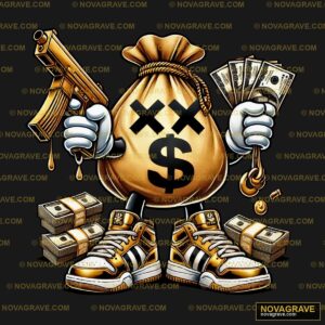 Money Bag With Guns And Money Streetwear Urban - Design DTF