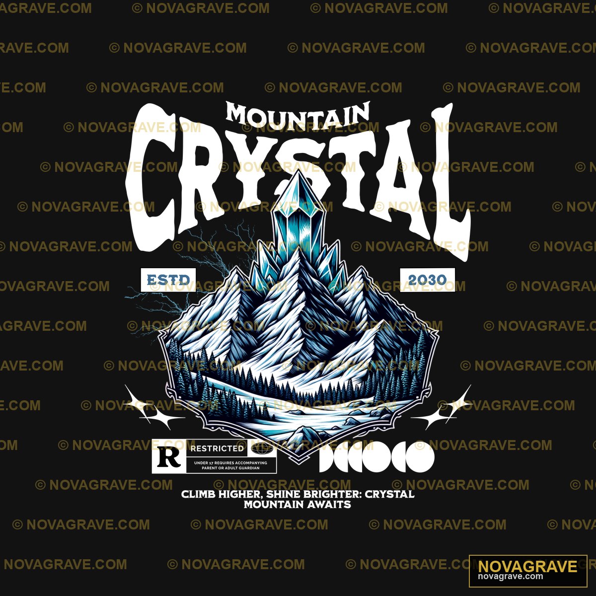 Mountain Crystal Logo Nature Botanical - Design DTF