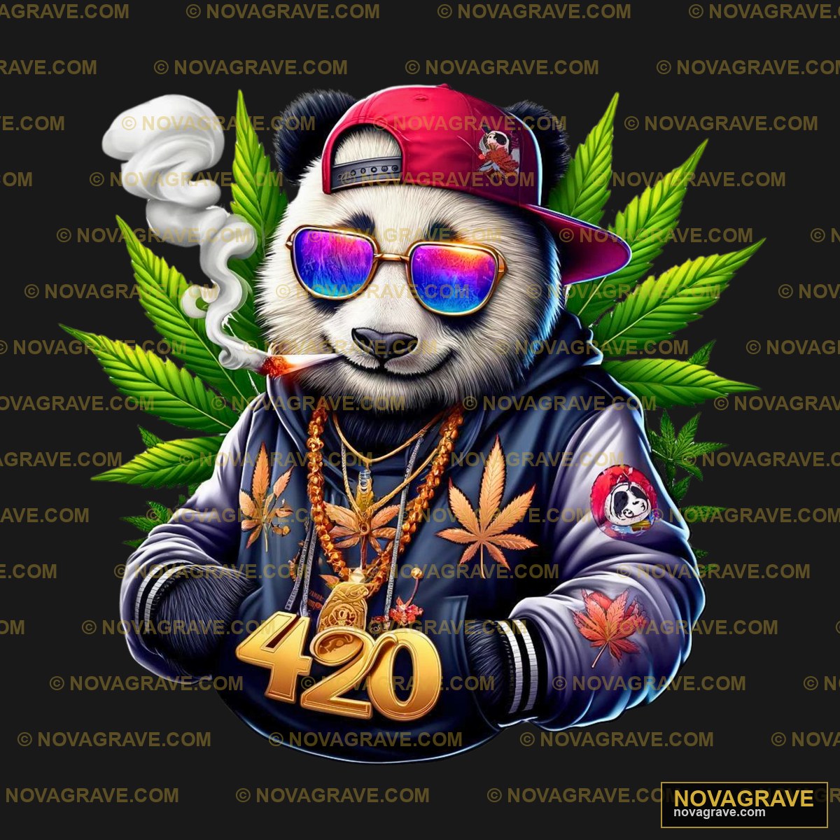 Panda Smoking Weed By Theart Animals Wildlife - DTF Transfer Design