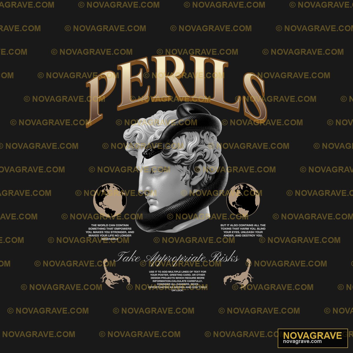 Perils David Head Snake Scorpion DTF Design PNG