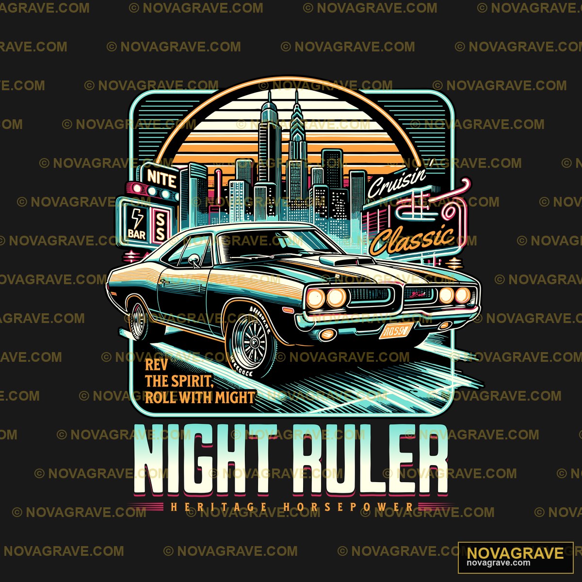 Retro Night T Shirt Design Retro Vintage - Design DTF