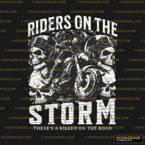 Riders on the Storm Skull Biker DTF Design PNG DXF SVG