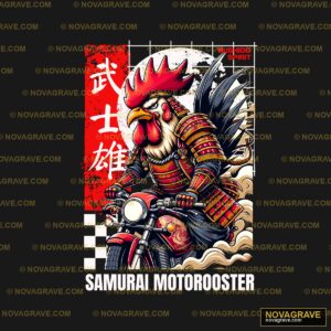 Samurai Rooster On A Motorcycle Animals Wildlife - DTF Ontwerp