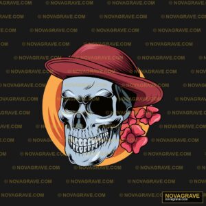 Skull In Hat With Rose Vector Illustration Streetwear Urban - DTF Transfer Design