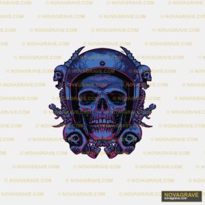 Skull In Motorcycle Helmet Vector Streetwear Urban - DTF Transfer Design