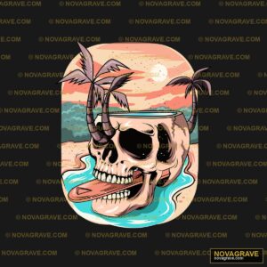 Skull With A Palm Tree On The Beach Streetwear Urban - DTF Ontwerp
